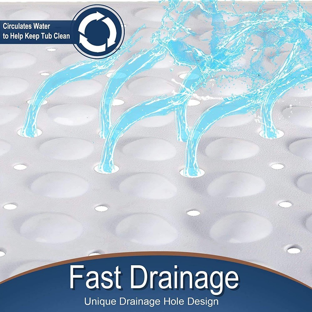Non Slip Washable Bath Mat  Bath Tub Shower Mats With Drain Holes For Safety