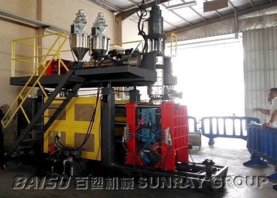 Car Air Vent Pipe Blow Molding Machine Diagonal 2 Tie Bars Central Clamping SRB90