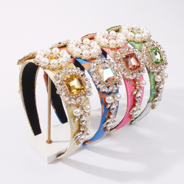 hyperbole fashion new fabric crystal diamond headbands pearl hoops hair Yiwu accessories