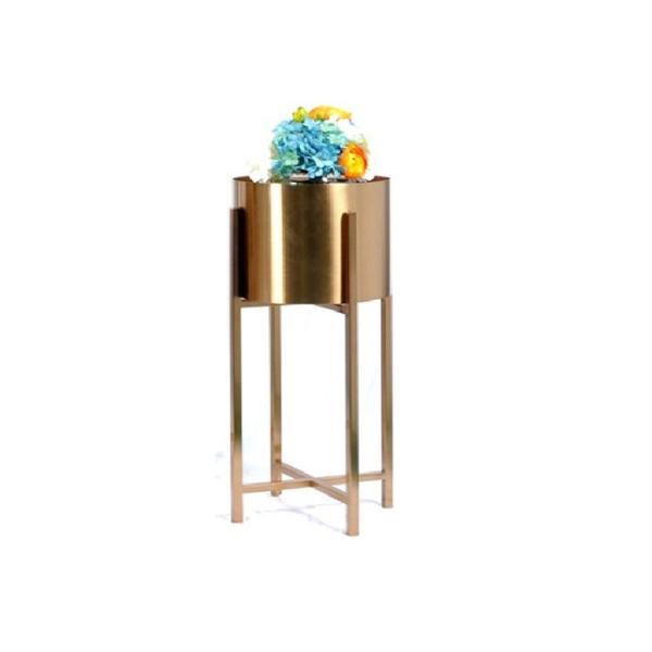 Gold Plant Pedestal Metal Flower Planter Golden Flower Pot Stand