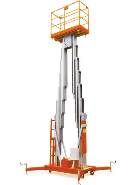 Remolcando la elevación hidráulica doble la plataforma de trabajo aéreo del palo el 12m y 200Kg cargado