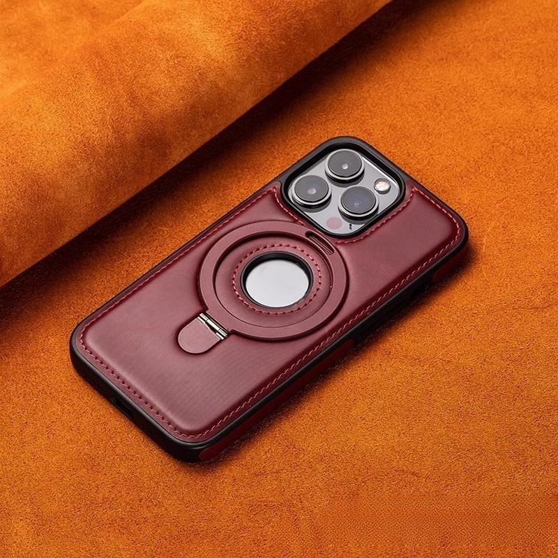 PU Leather Case with Holder Luxury Business Stand Cell Phone Protective Cover for iphone 16 15 14 13 Pro Max