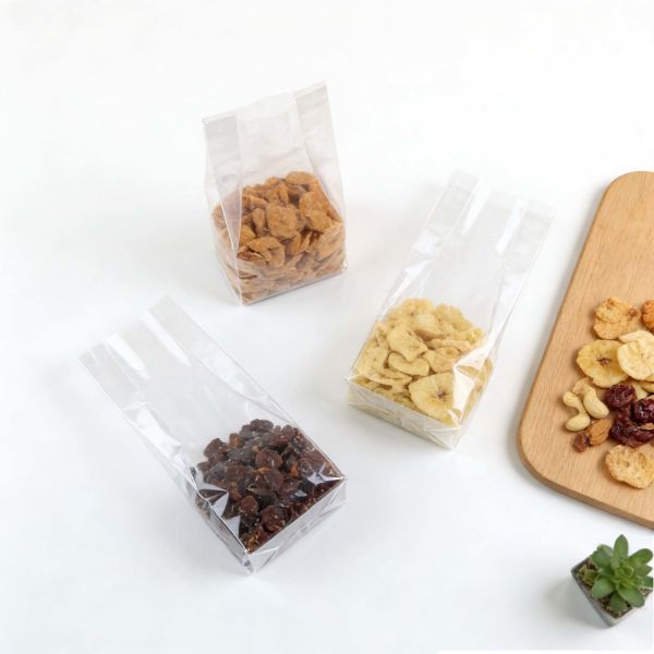 Customizable Clear transparent square bottom Bag For Food Packaging