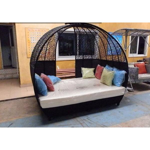 Apartment Outdoor Wicker Rattan Beach Day Bed with Canopy Double Function