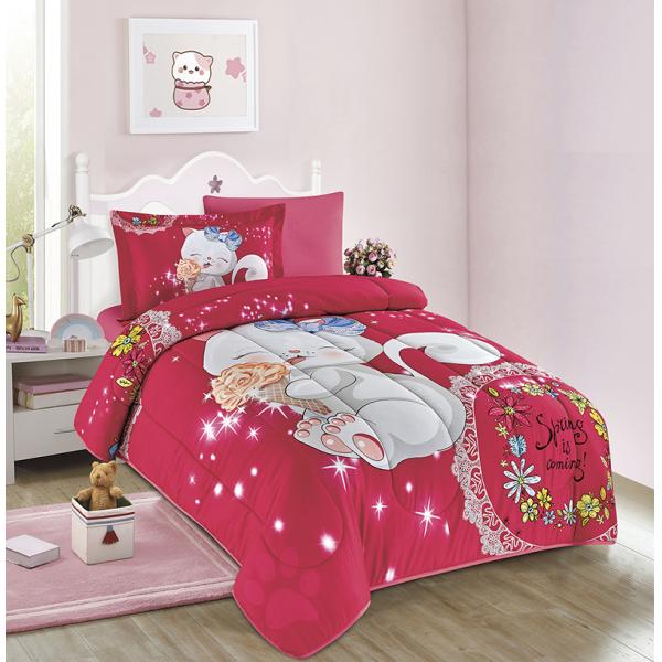 Домашний 4PCS набор Милый мультфильм Печатный детский одеял на 100% хлопка Постельное белье