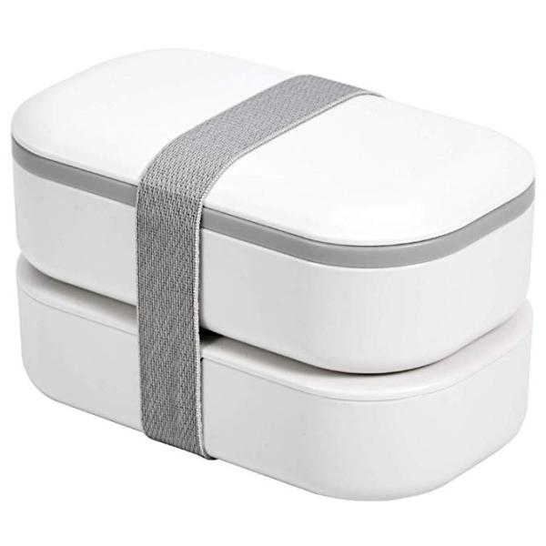 Double Layer Food Container 1200ml with Cutlery and Movable Divider BPA-Free Tiffin Bag