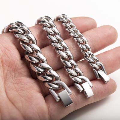 6mm 8mm 18k Gold Plated Stainless Steel Multi Sizes Chain Silver Cuban Link Chain