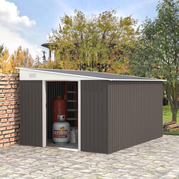 11x9ft Metal Outdoor Shed House Storage Garden Building Shed with Powder Coated Finish