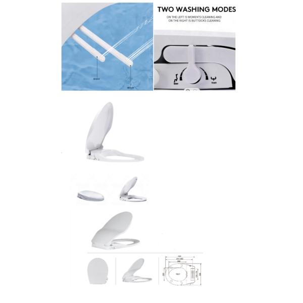 Não elétrico Manual Bidet PP Toilet Cover Branco Estilo de design moderno com dois bicos