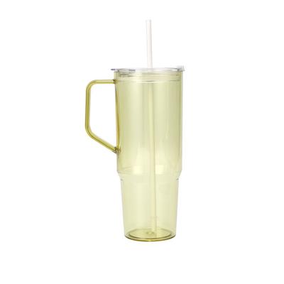 Gobelet à poignée simple couche personnalisable de 40 oz, grande capacité, paille, gobelet en plastique portable pour l'extérieur
