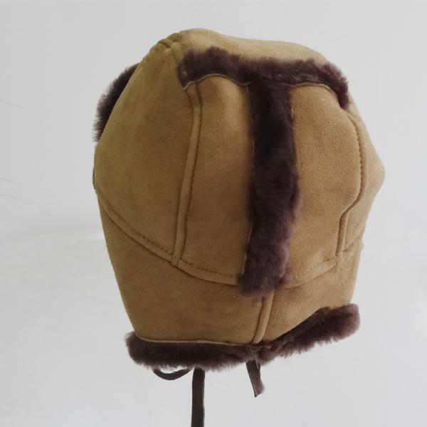 High quality double face shearling sheepskin boys winter hat