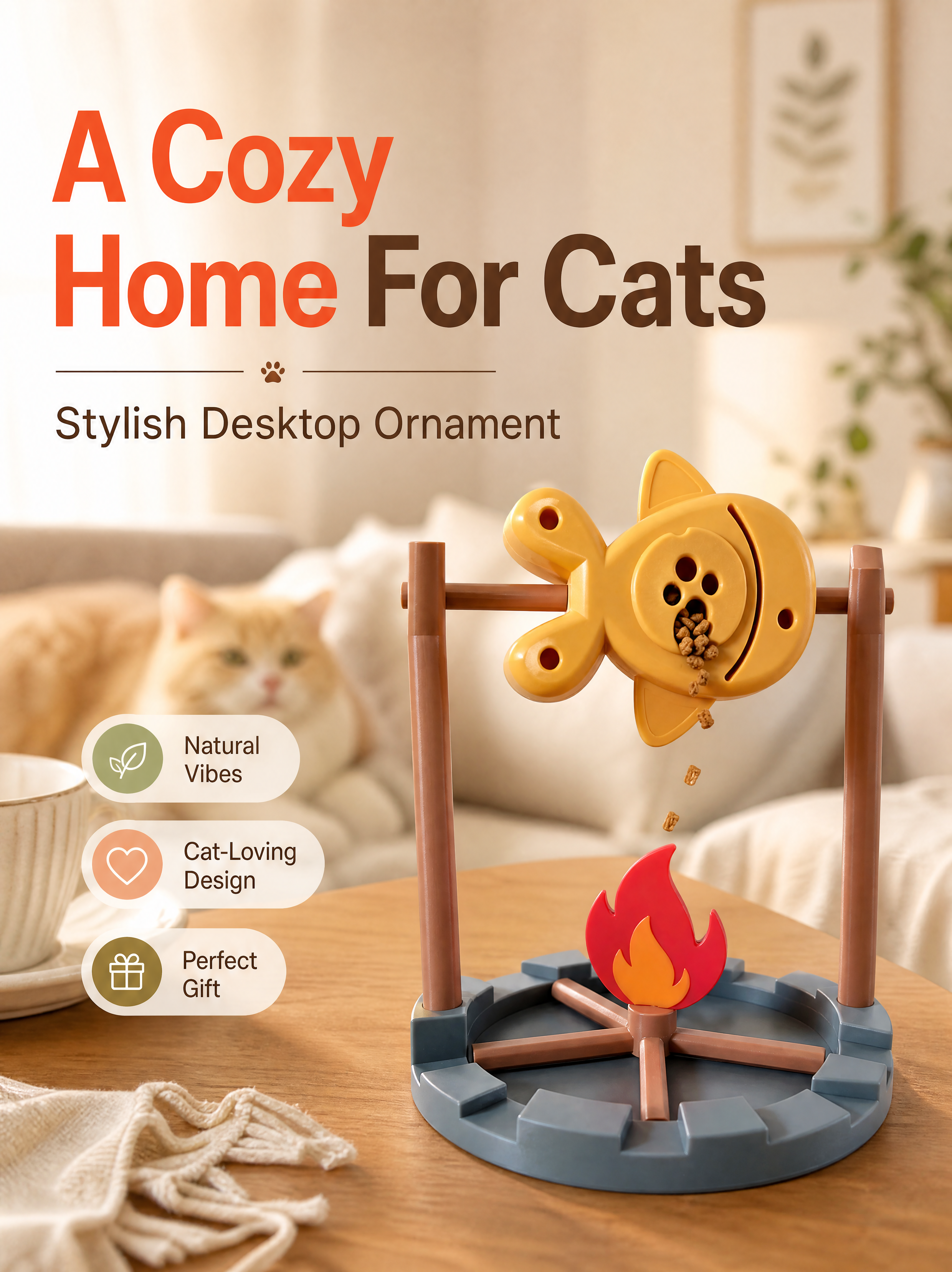 Simulated Barbecue Fish Slow Feeder Toy, Interactive Play 3D Printed Pet Accessories For Indoor Cats
