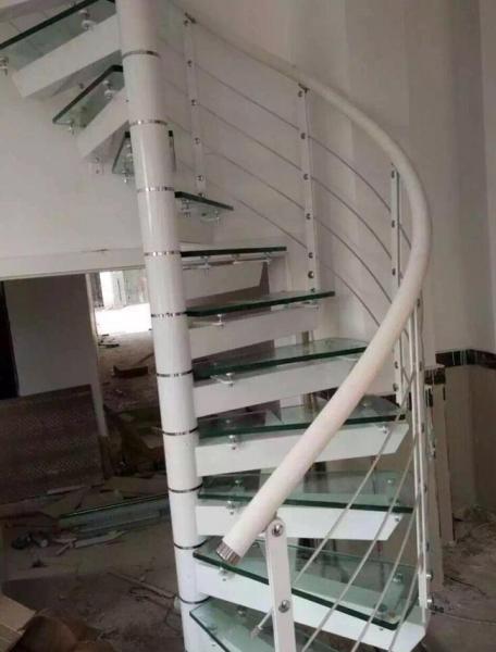 Spiral StaircaseVH02S  Spiral Stainless Steel Stair Tread Beech  Glass Handrail 304 Stainless Steel Step Length 800mm