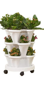 Stackable Planter, Vertical Garden Planter, Strawberry Planter, Indoor/Outdoor, 5 Tier Garden Tower, Herb Plant