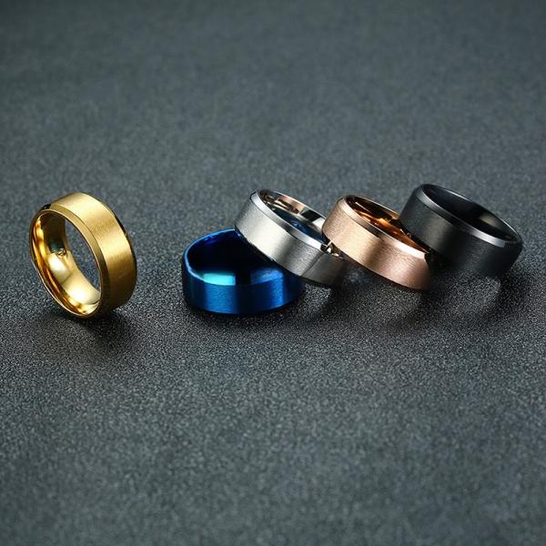 Wedding Stainless Steel Rings Plain Beveled Edges Matte Finished Brushed 8mm 6mm for Anniversary