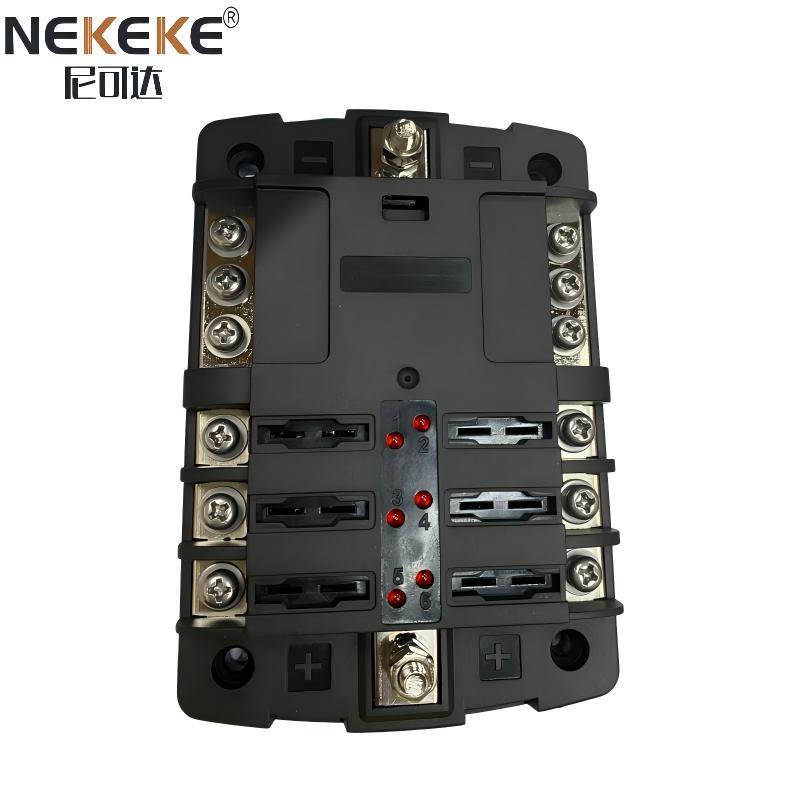 6 Way Blade Fuse Holder Negative Bolck Box With LED Light Screw Terminal