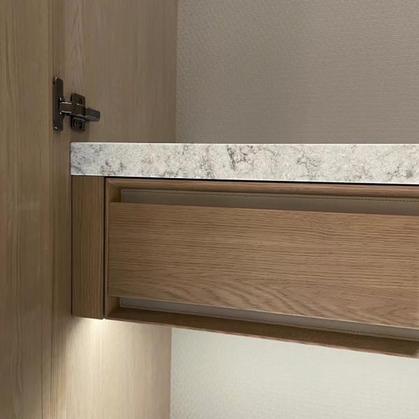 Walnut Style Walk In Wardrobe Modern Solutions OEM Sliding Door