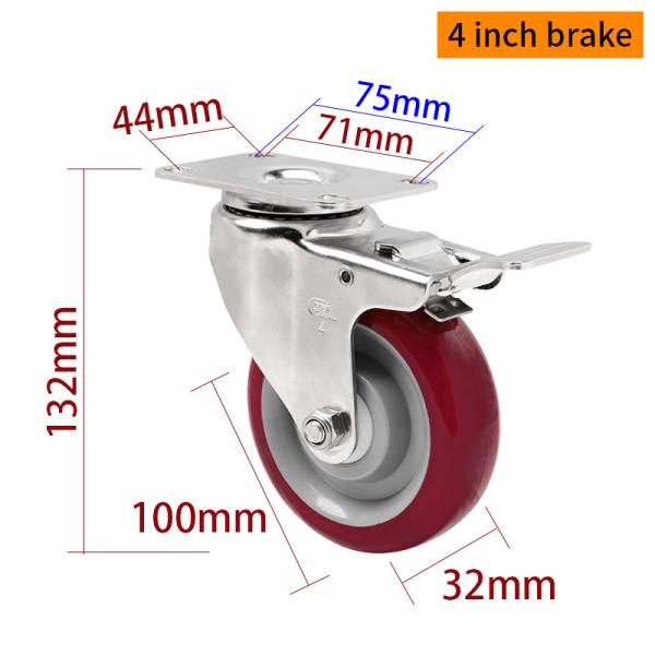 EDL 4Inch Stainless Steel Medium Duty Caster With Durable  Wheel Loading 150Kg S544P-85