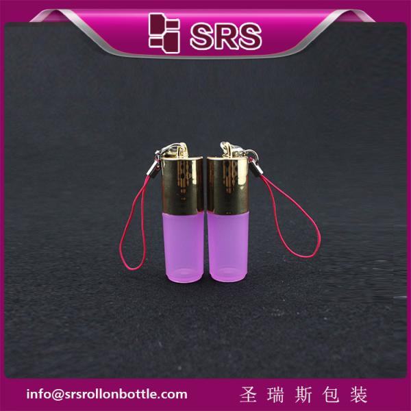 SRS Empty Cosmetic Plastic Roll On Bottle 3ml Mini Pink Color With Hook