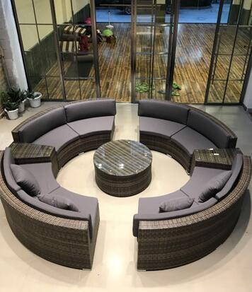 Patio round wicker sectional outdoor furniture PE rattan garden sofa sets