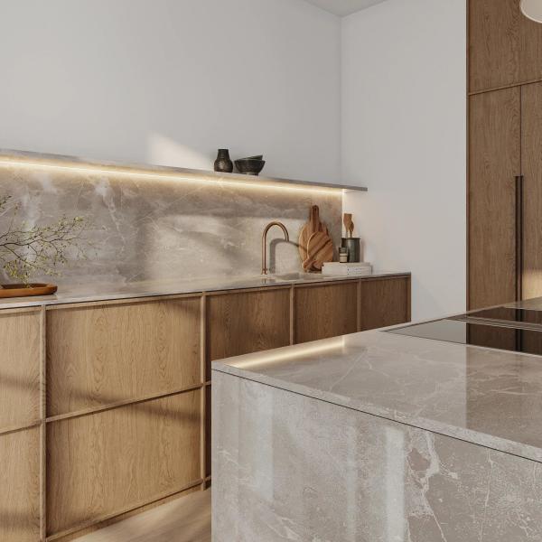 Custom Modern Kitchen Cabinet Luxury Lacquer Double Sink Islands Cabinets Solid Wood & MDF with PVC Door Finish Kitchen Cabinets