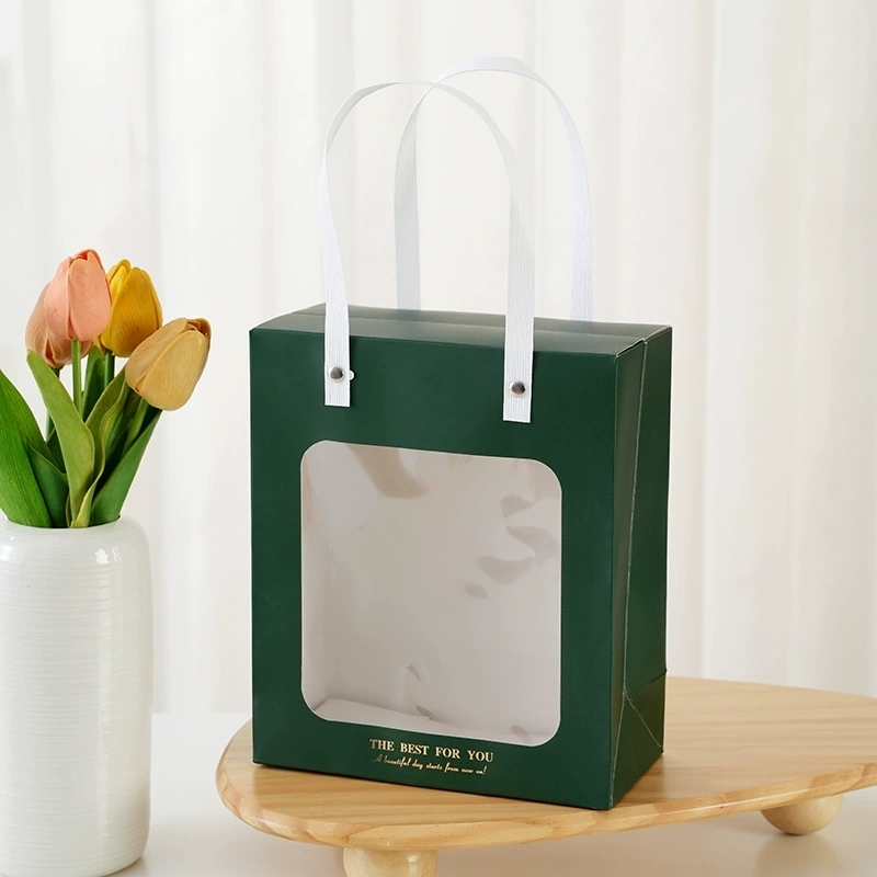 Window Paper Gift Bags With Handles For Retail And Boutique Packaging