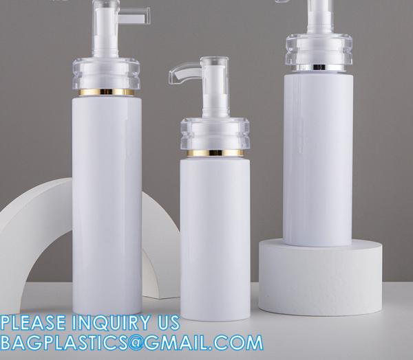 Shampoo Pump Bottle, Luxury Silver Cosmetic Packaging Face Cream Serum Essence Lotion Dispenser Pump Bottle
