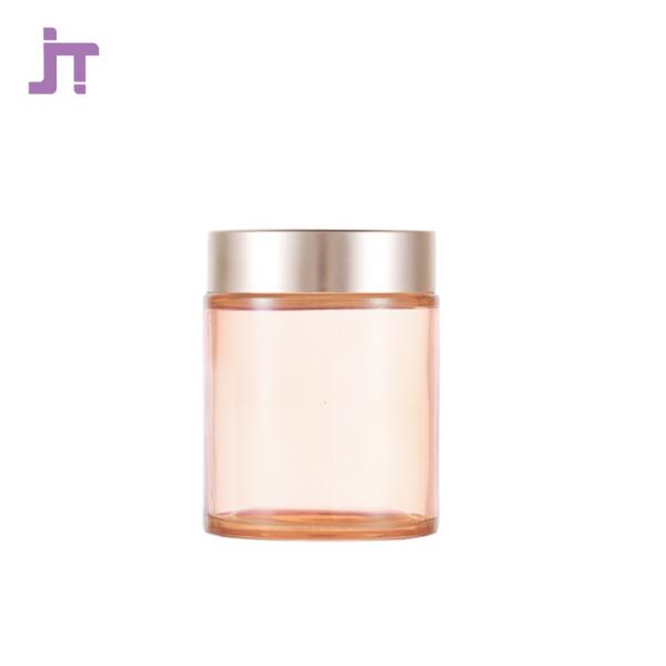 Pink 20g Face Cream Glass Jar With Gold Lids