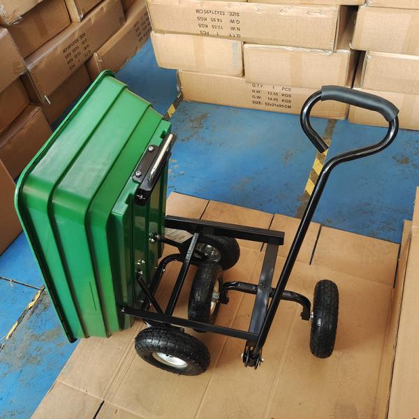 Single Handle Garden Dump Truck 10 Inch 350-4 Pneumatic Tire Wheels 75L Capacity Garden Cart