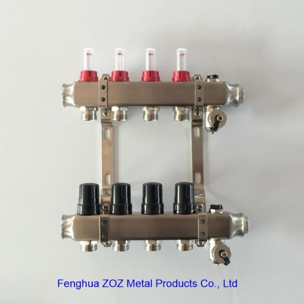 Stainless Steel Central Floor Heating Pipe Manifold , Pex Radiant Floor Heating Manifold Assembly