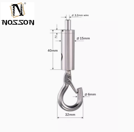 OEM Customized 4.6mm-12mm Wire Rope Lock Head Pendant Light Panel Light Pendant Hook with Safety Buckle and Spring Hooks