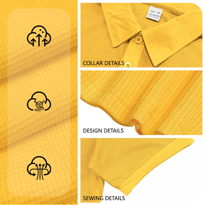 Men's Textured Mesh Knit Polo Shirt with Classic Collar and Breathable Fabric
