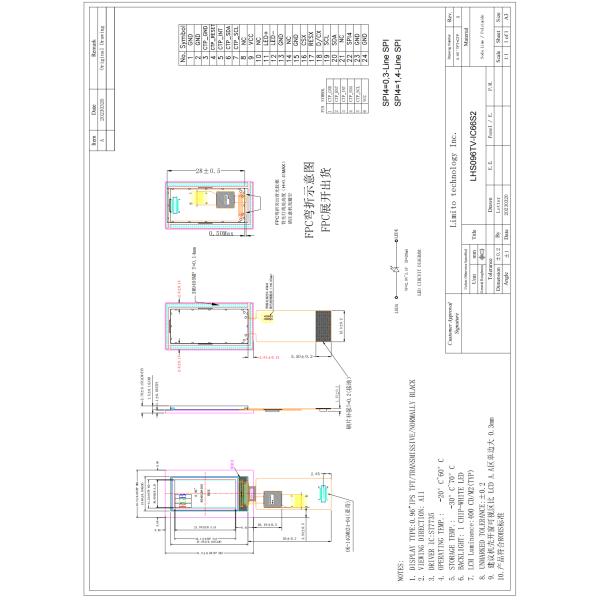 0.96 Inch Customized TFT Display TFT Capacitive Touchscreen 80*160 400 cd/㎡ Brightness