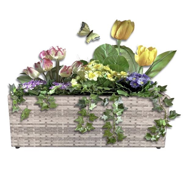 Handmade Square Shape Metal Frame Wicker Flower Pot with Plastic Original Green OEM Customized Style