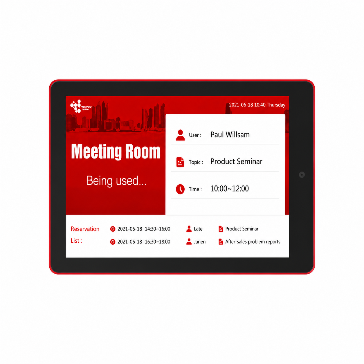 14Inch RK3568 Meeting Room Booking System Android Tablet with Surrounding LED Light for Conference Rooms