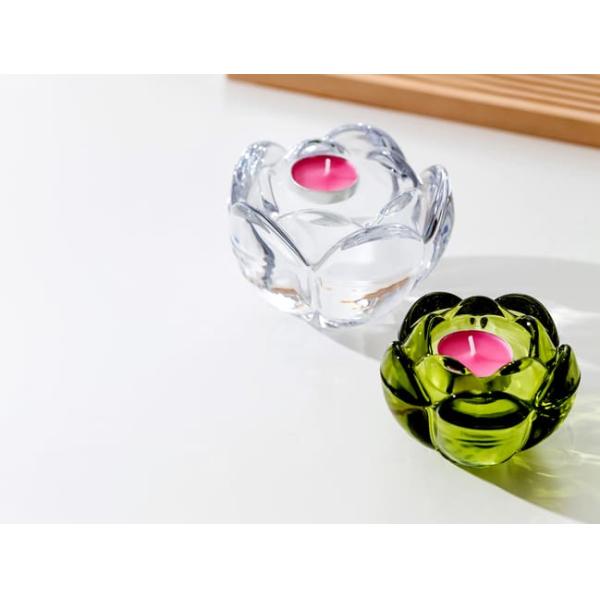 Lotus Flower Clear Crystal Glass Votive Tealight Candle Holders Lead Free