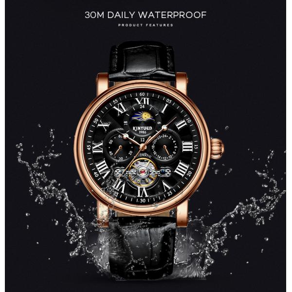 KINYUED mans watches custom logo wholesale luxury luminous hands automatic tourbillon watch mechanical