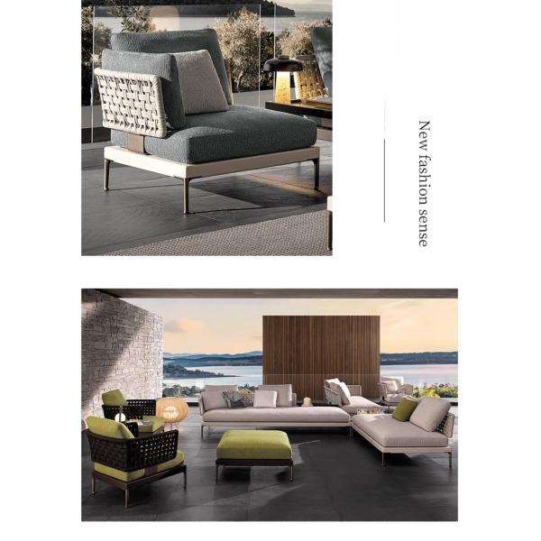 Aluminum Frame Braided Roap Rattan Outdoor Sofa And Table Set Leisure Patio Furniture