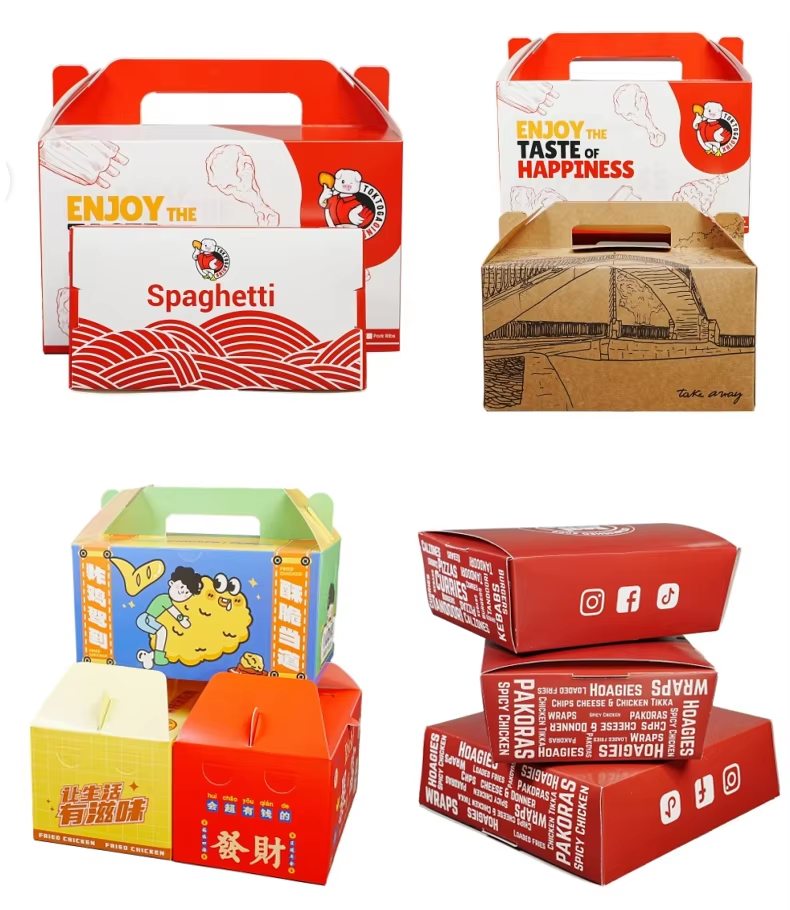 Eco-friendly Custom Logo Printed Grease Resistant Fried Chicken Box for Fast Food Takeaway