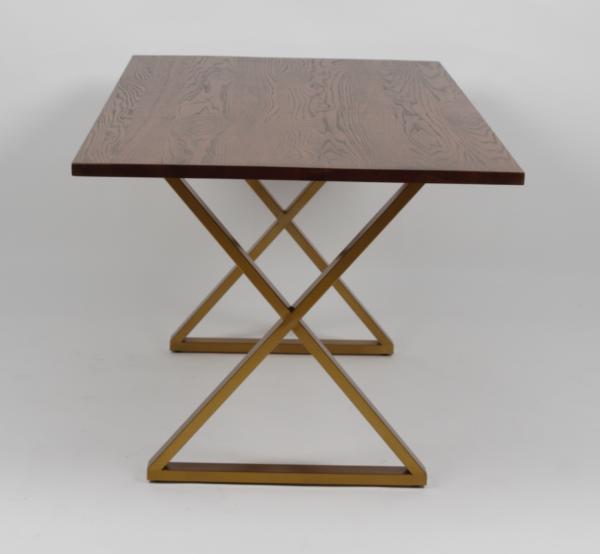 Solid Wood Metal Legs Frame Wood Dining Table Rectangular