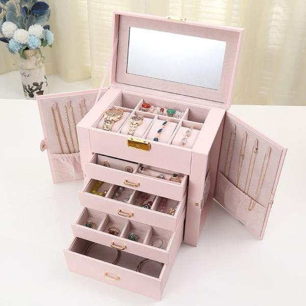 Medium Open Way Clamshell PU Leather Jewelry Set/Ring/Eearring/Necklace/Bracelet/Watch Storage Box for and Luxury Jewelry
