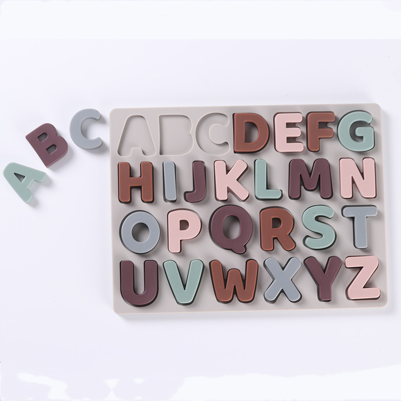 OEM/ODM Silicone Alphabet Shape Recognition Jigsaw Puzzle - Baby Early Education Finger Grip Building Blocks Toy