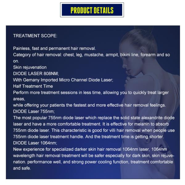 Vertical Diode Laser Hair Removal Machine 755nm 808nm 1064nm Available