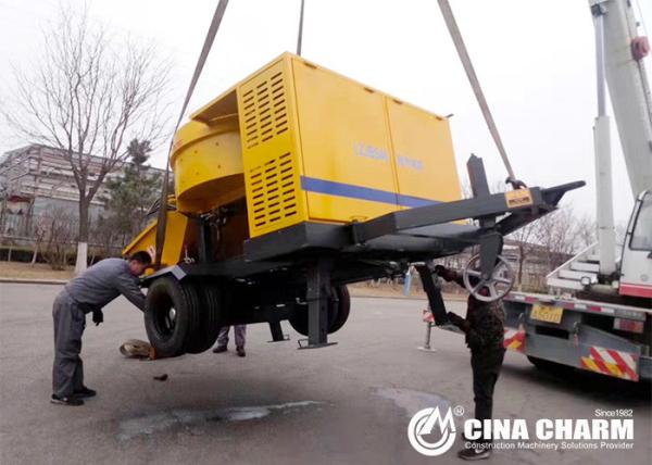 40m3 / H Mobile Diesel Concrete Mixer Pump 50mm Aggregate Size High Efficiency