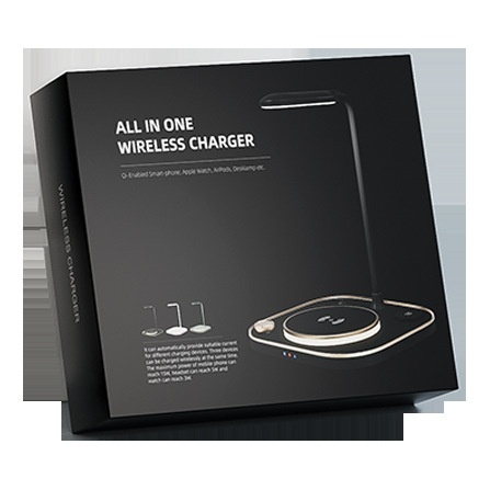 Three-in-One Wireless Charger Desk Lamp 15W Output Power Apple Huawei Mobile Phones Watches Fast Charging Station