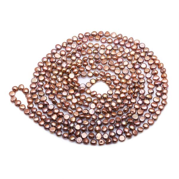 Chocolate 7-8mm Freshwater Cultured Baroque Shape Pearls Necklace 100 Inches (FN08282BROWN)