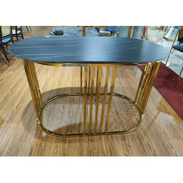 Elegant 130*70*75cm Stainless Steel Marble Dining Table