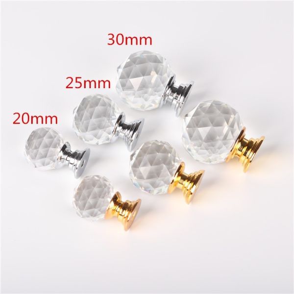 Hardware Accessories Zinc Alloy Wardrobe Knob Pull Kitchen Cabinet Drawer Sphere Ball 20mm Crystal Furniture Handle