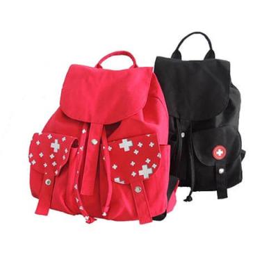 Red And Black Custom Logo Backpacks , Canvas Drawstring Bags With Pull String