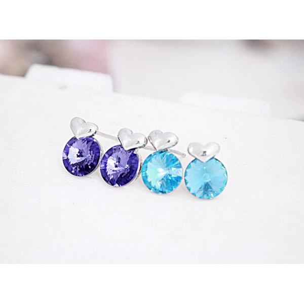 S925 sterling silver earrings Austrian crystal earrings lovely peach heart